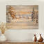 «Snowy Winter Village In Canada V», impression de paysage blanc traditionnel sur bois de pin naturel-465929015