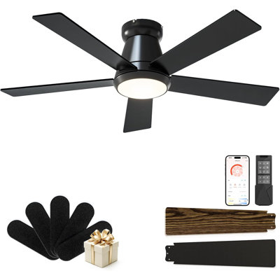 Ceiling Fans With Lights - 42" 5 - Blade Low Profile Ceiling Fan With Light