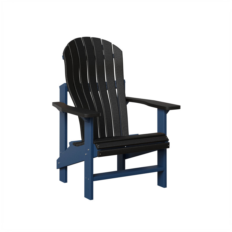 Berlin Gardens Contour Upright Adirondack Chair, Black with Navy Blue