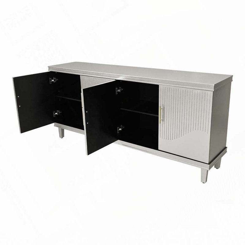 Grande armoire à 4 portes, Champagne, 32.28" H x 70.07" W x 15.75" D
