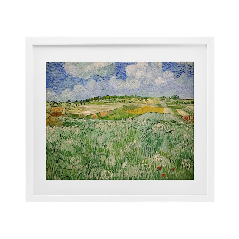 «Plain Near Auvers», reproduction d'art sous verre encadrée, design par Vincent Van Gogh, H 13 po x l 16 po