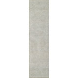 Babiarz Hand Hooked Wool Geometric Area Rug in Ivory/Gray