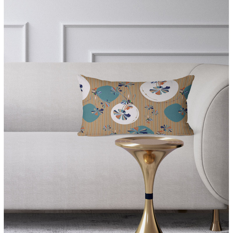 Coussin circulaire circulaire, Bleu / blanc /brun