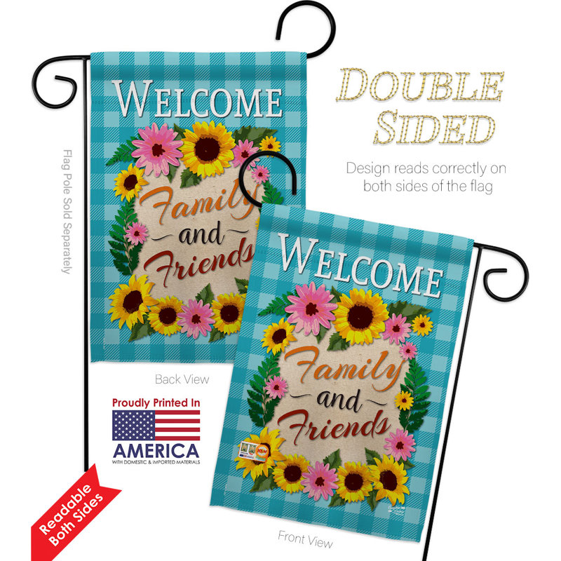 Ensemble de drapeaux en polyester 18 x 13 po Welcome Family and Friends