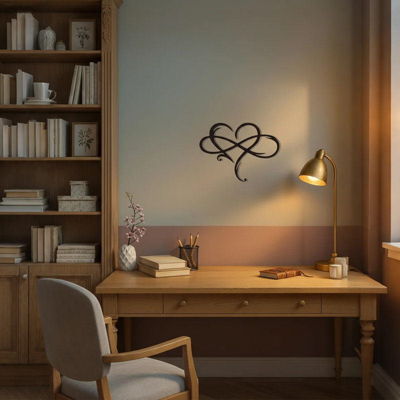 Décoration murale Infinity en métal avec cœur, élégante affiche murale en métal et cœur pour chambre à coucher, vestibule ou cadeau de mariage