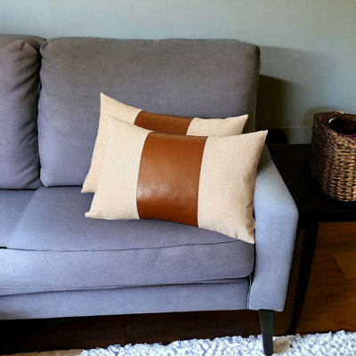 Ensemble de 2 housses de coussin lombaire en similicuir