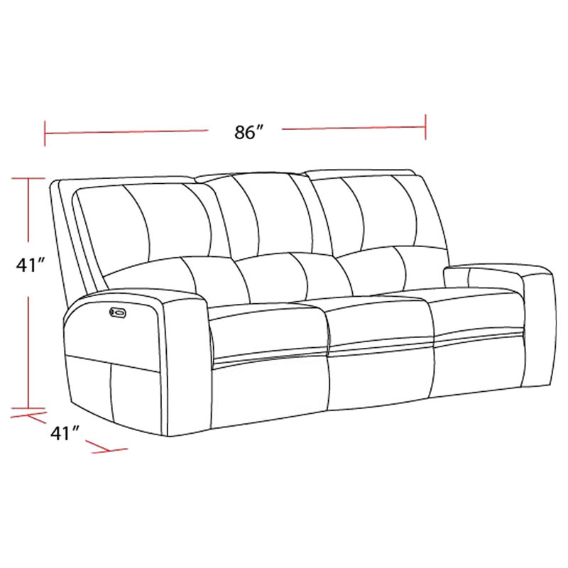 Mikey 88'' Leather Power Reclining Sofa, Brown Leather Match