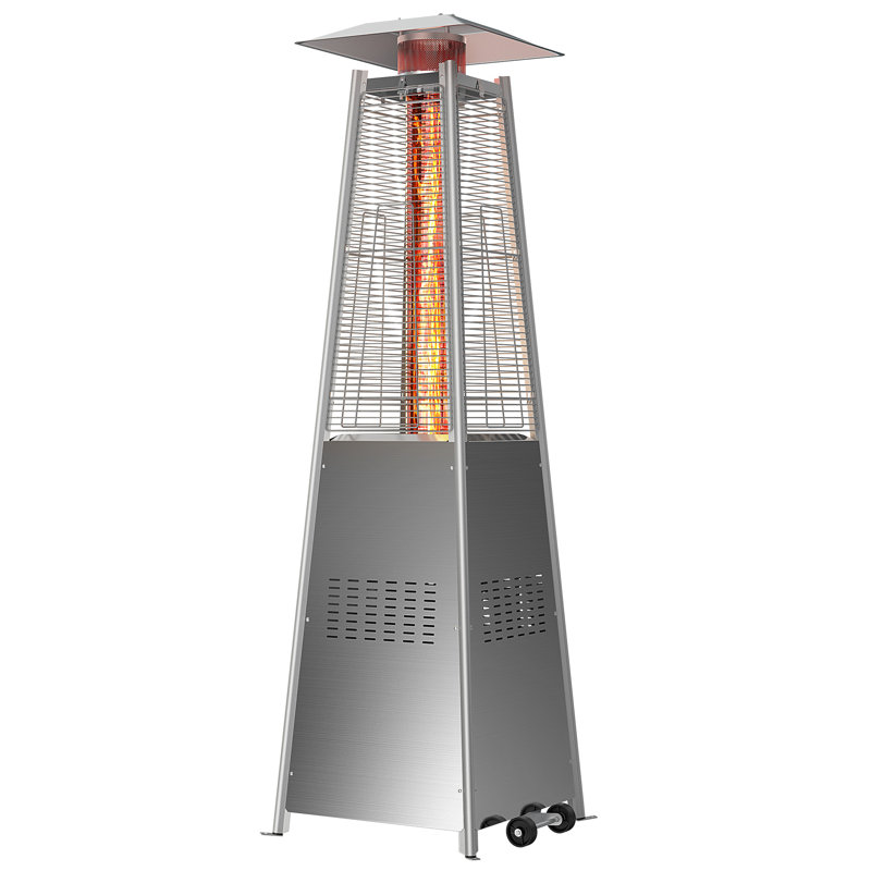 Chauffe-terrasse d'extérieur au propane 48 000 BTU avec roulettes, structure en fer thermolaqué