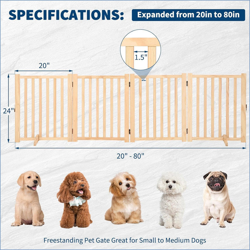 Manufactured Wood Free Standing Pet Gate, 61cm H x 203.2cm W x 2.5cm D