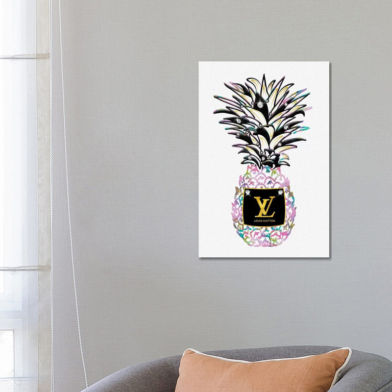 LV Pastel Fashion Pineapple by Pomaikai Barron - Print on Canvas, 30.48 cm H x 45.72 cm W, No Framed