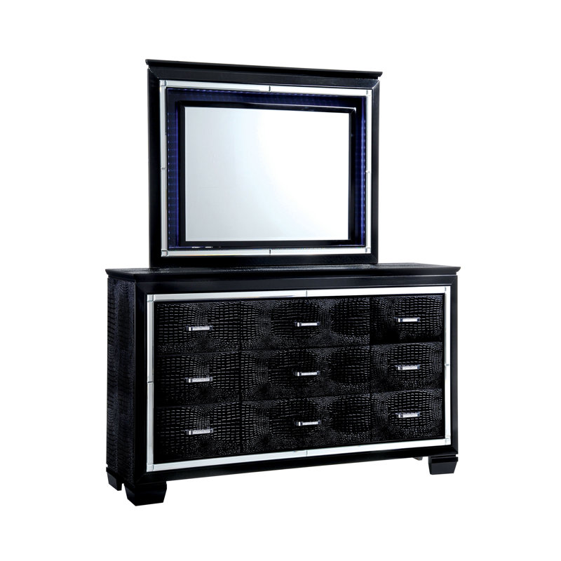 Aghanliss 9-Drawer Dresser with Mirror Set, Black