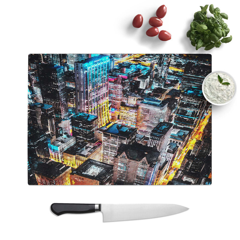 Glass Lights of Chicago City Chopping Board, 39 cm W x 28.5 cm L
