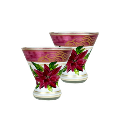 Poinsettia Holiday  Cosmopolitan Glass S/5