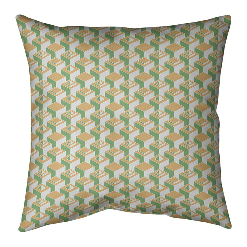 Housse de coussin Skyscrapers, 18" x 18", Orange chaud / vert, Simili daim