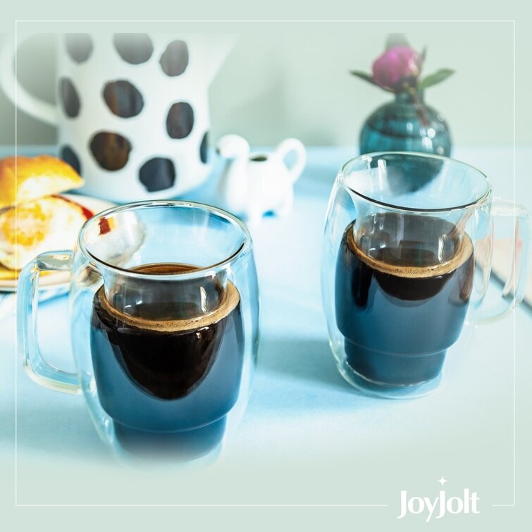 JoyJolt Palo Double Wall Coffee Glasses, Set of 2 - Clear