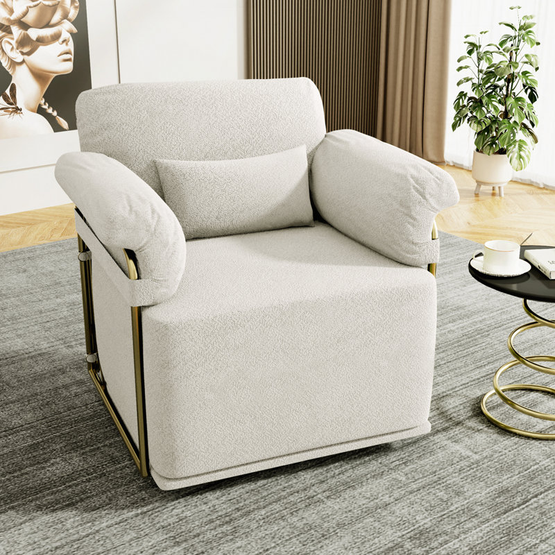 Fauteuil demi-tonneau rembourré et pivotant, Beige