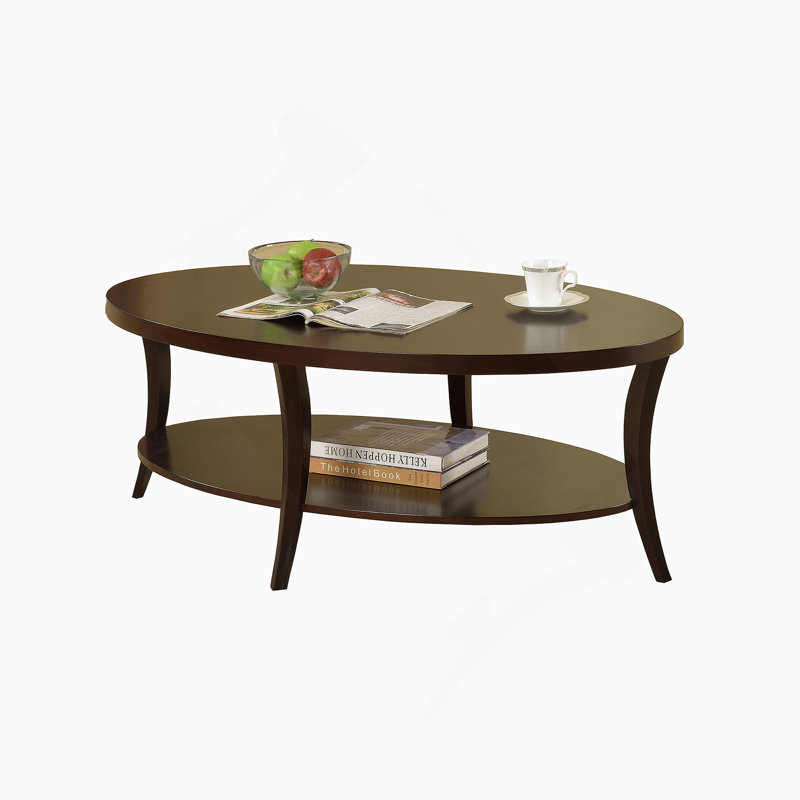 Table basse ovale avec tablette Perth Espresso, Espresso