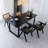 Black Rectangular Solid Wood Dining Table-1199605627