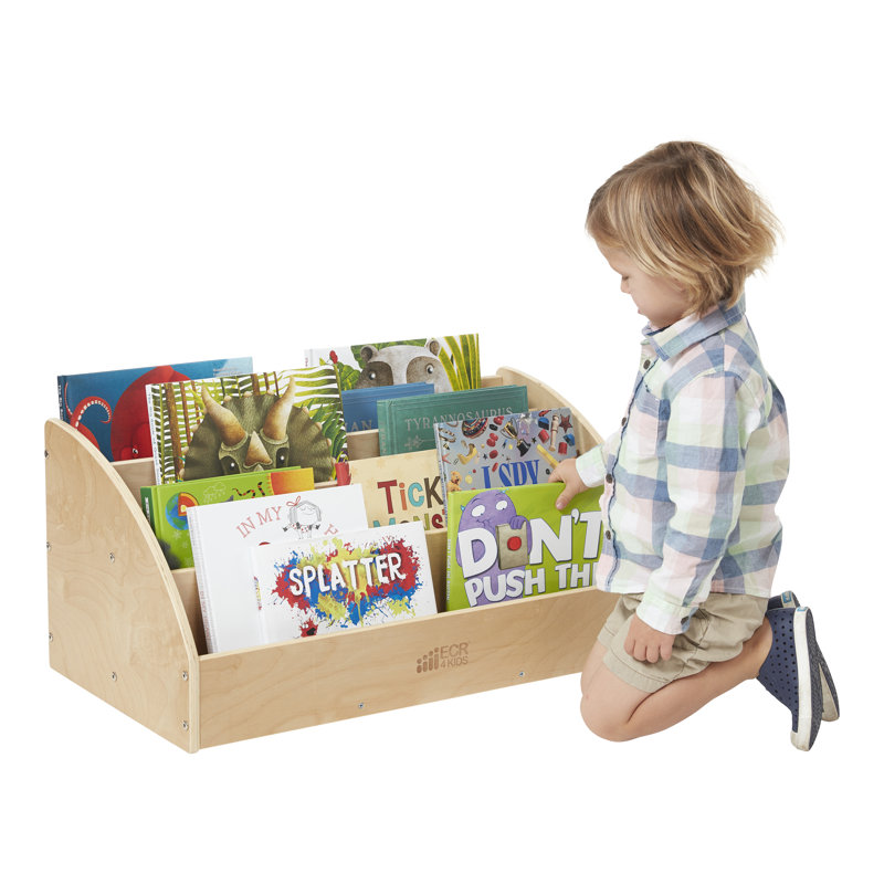 Natural Birch Toddler Book Display with Adjustable Shelves