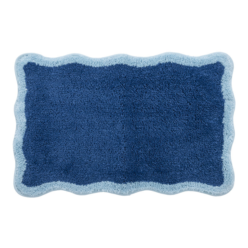  Home Blue Scalloped Tufted Bath Rug, 18" X 27"
