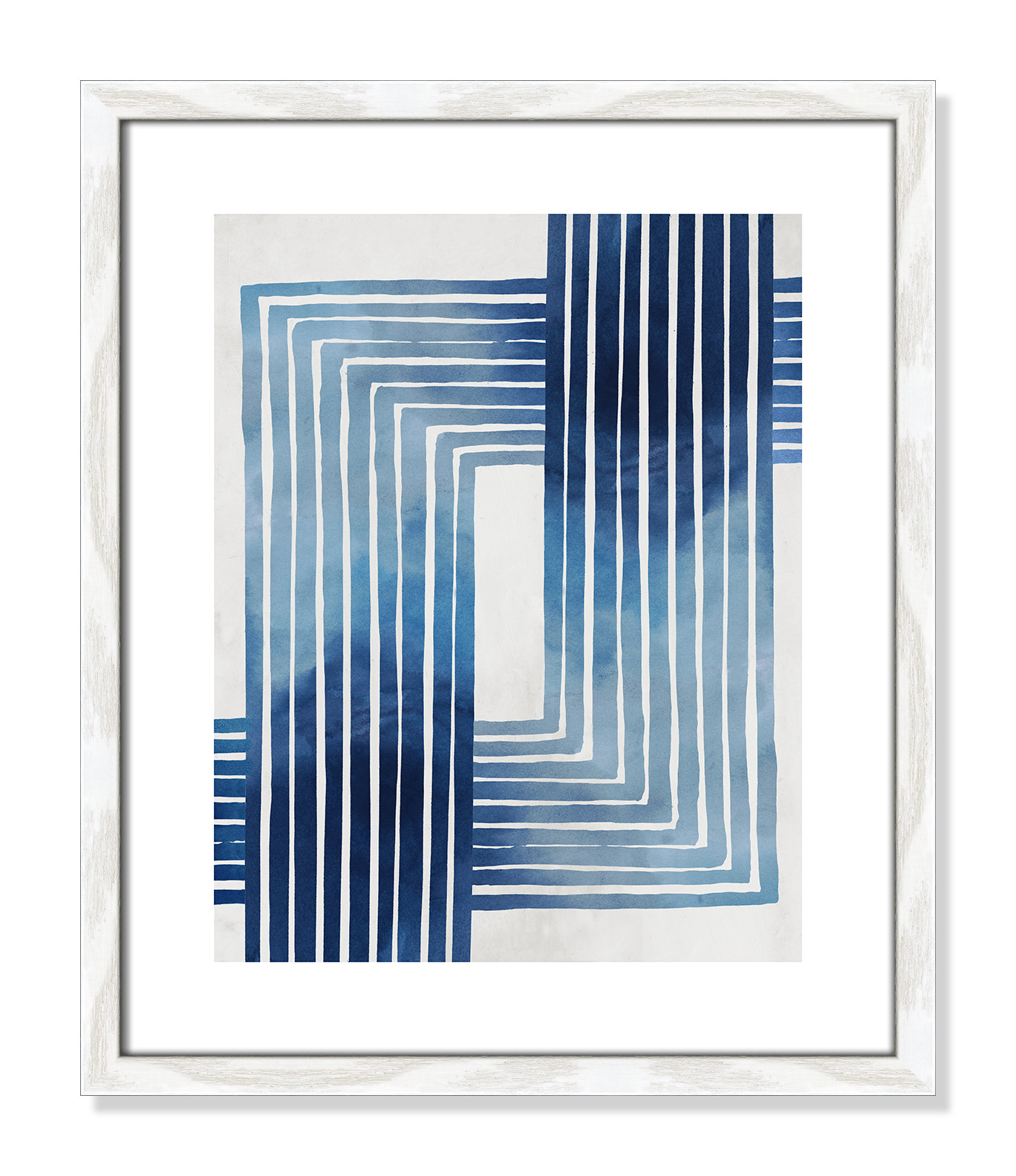 Lanny "In Unison" Painting by Eva Watts, White Wood Framed Paper, 19" H x 16" W x 0.75" D