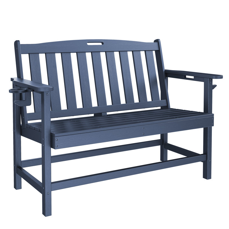 High-Density Polyethylene (HDPE) Outdoor Bench, Navy