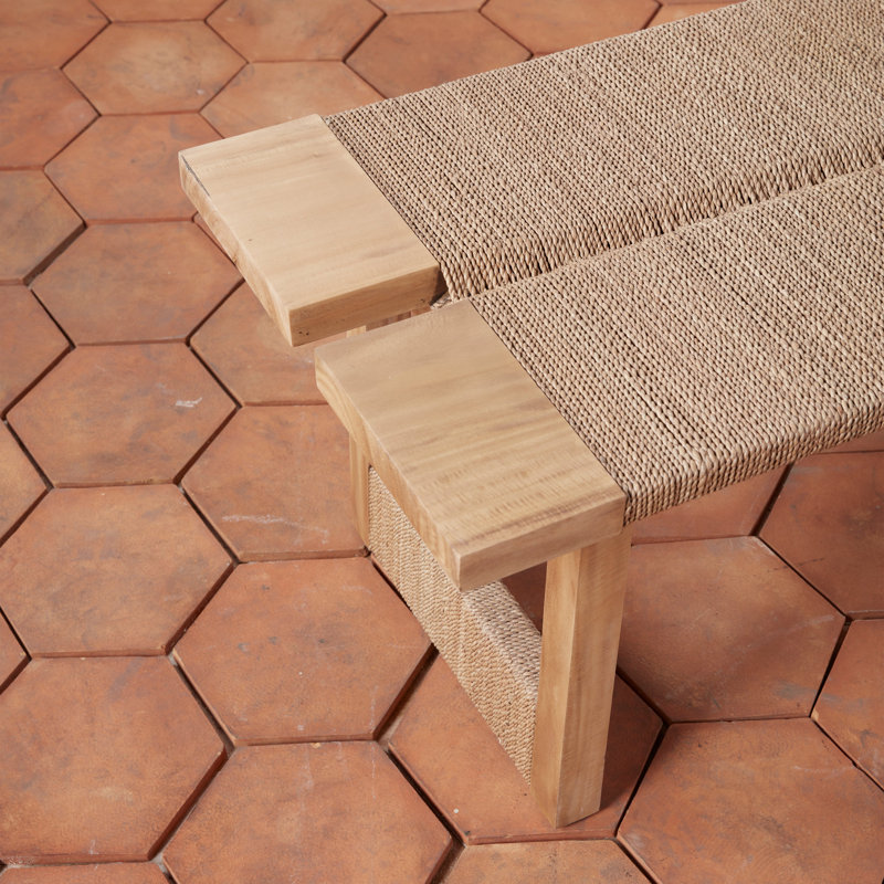 Woven Textura Solid Wood Bench | Perigold