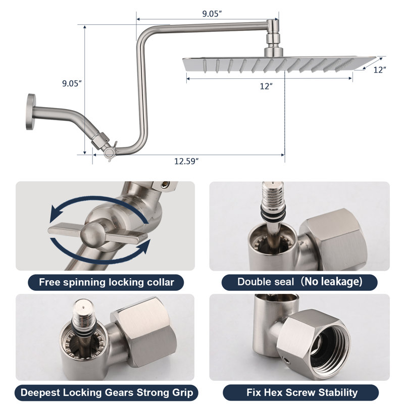 Rain Adjustable Shower Head 2.5 GPM GPM, Brushed Nickel