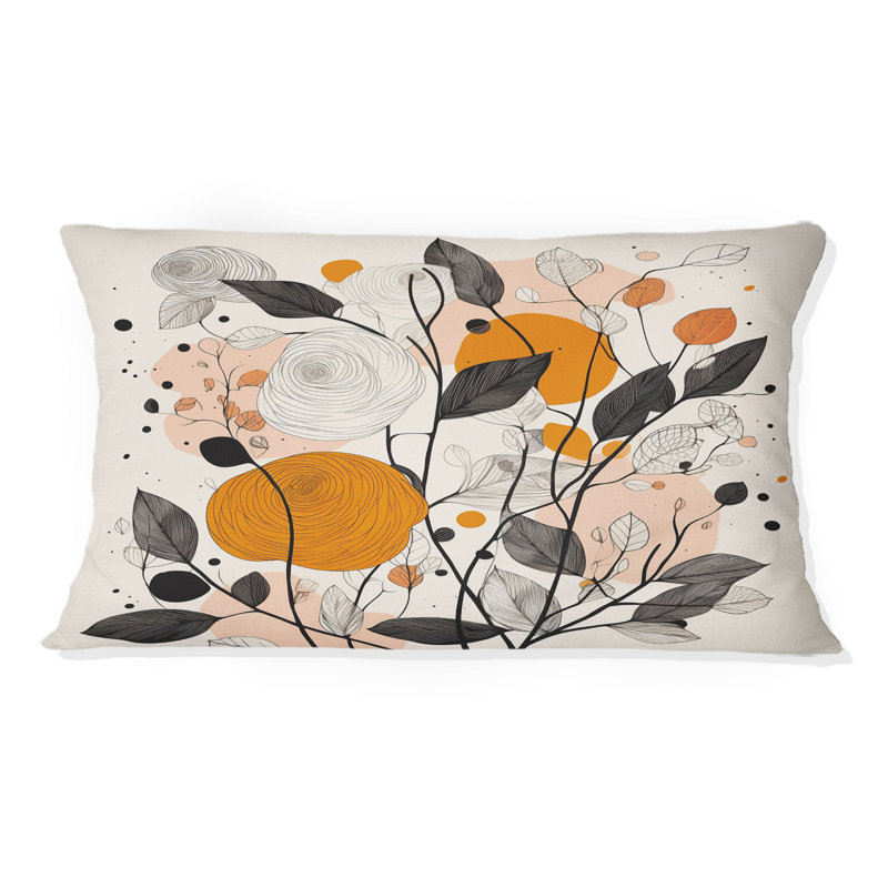 Coussin décoratif rétro rétro avec fleurs sauvages en terre cuite Illustration III