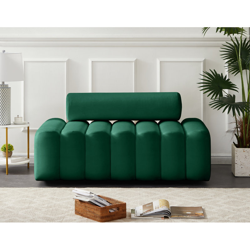 Fareiz 58'' Velvet Loveseat, Green Velvet