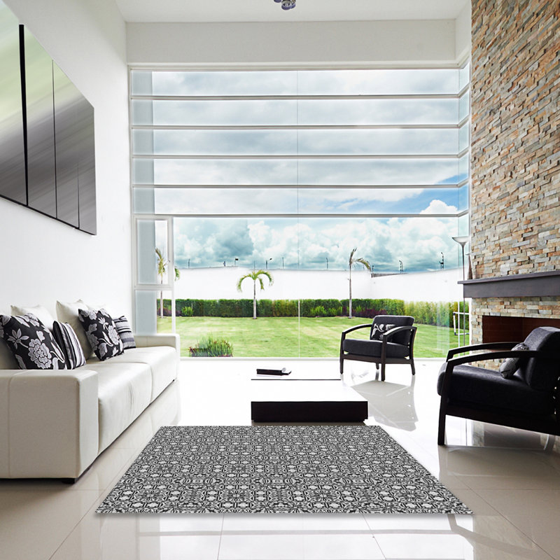 Tapis gris tissé à la machine, Carré 3 pi