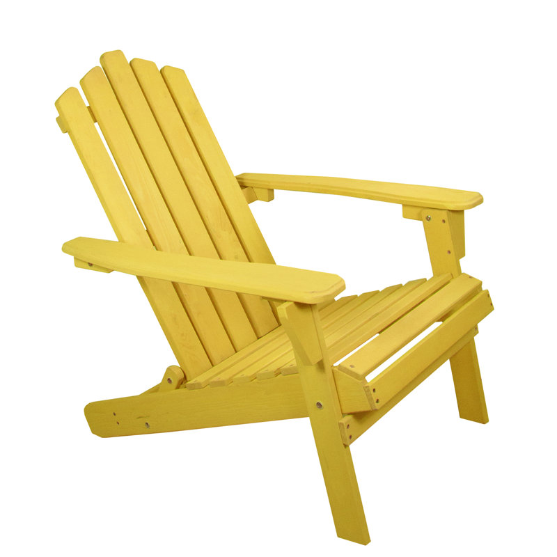 36" Classic Folding Wooden Adirondack Chair, Yellow