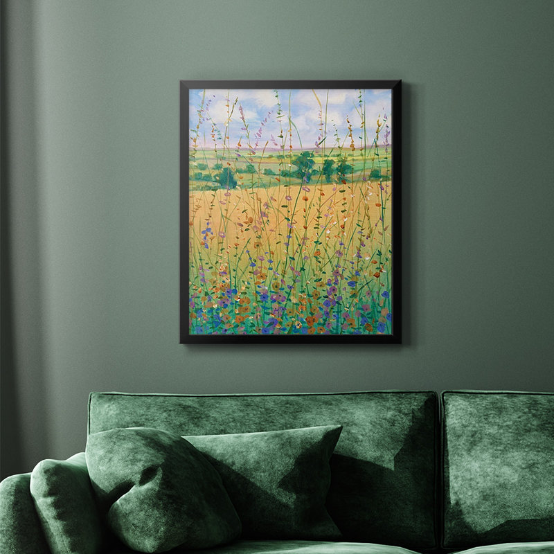 Toile encadrée de qualité supérieure Wildflower Path II - prête à être accrochée, Noir, H 24 po x l 20 po