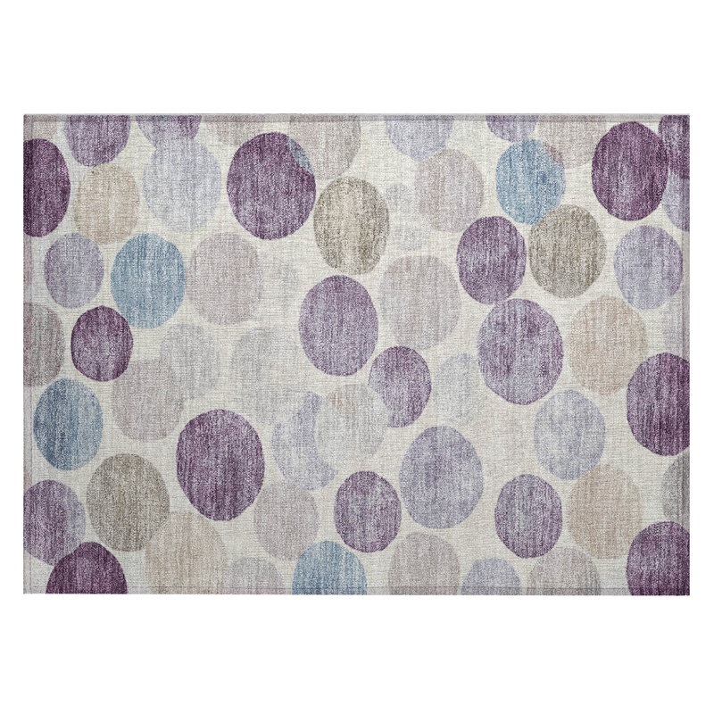 Machine Washable Indoor/Outdoor Xhevrie Plum Rug, Rectangle 1'8" x 2'6"
