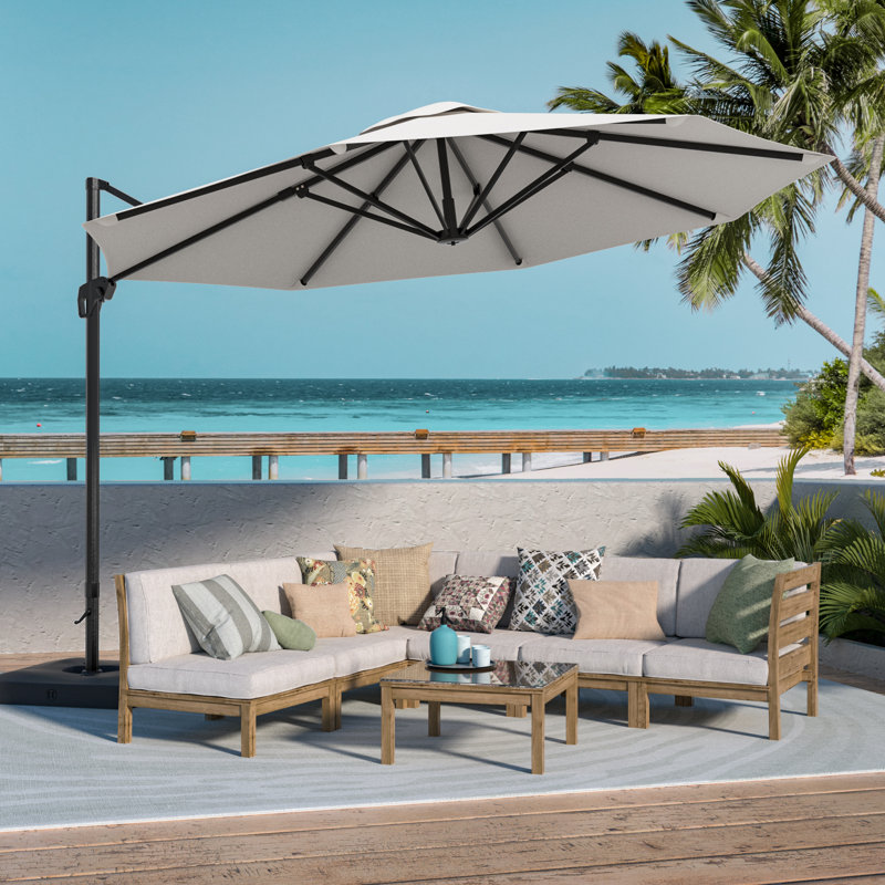 Parasol en porte-à-faux 132 po Derontae, gris