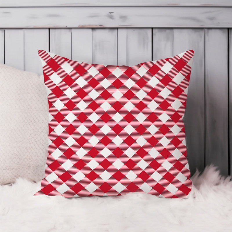 Abstract Red Plaid Pattern IV Modern, 18"H x 18"W
