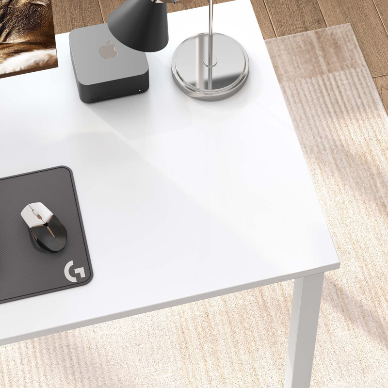 Rockett Metal Base Writing Desk, 29.5" H x 63" W x 23.6" D, White/White