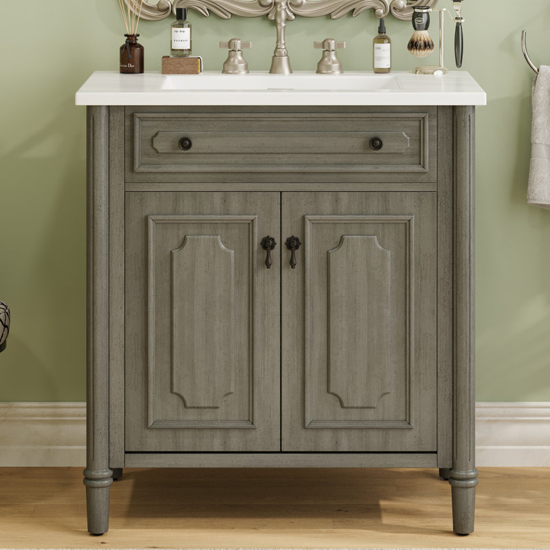 Meuble-lavabo 31 po avec lavabo, Gris