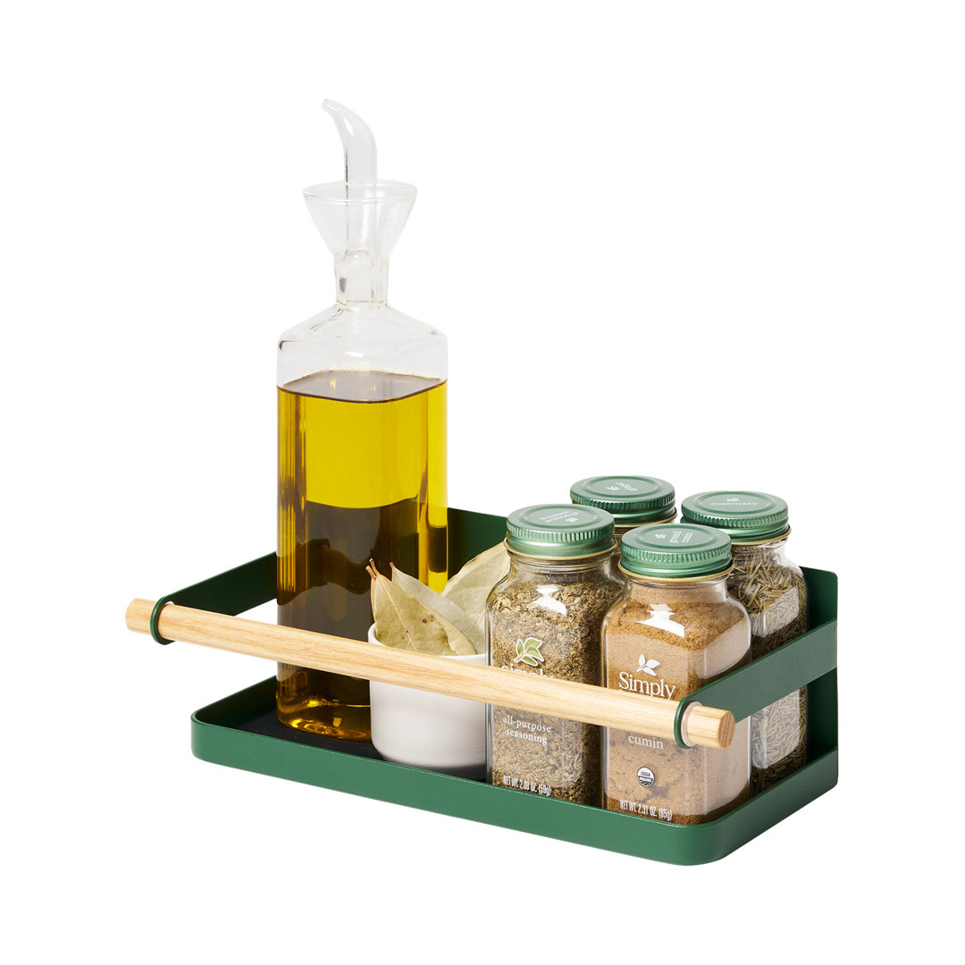 Yamazaki Home Tosca Magnetic Spice Storage Rack Organizer For Fridge - Steel + Wood Yamazaki Home