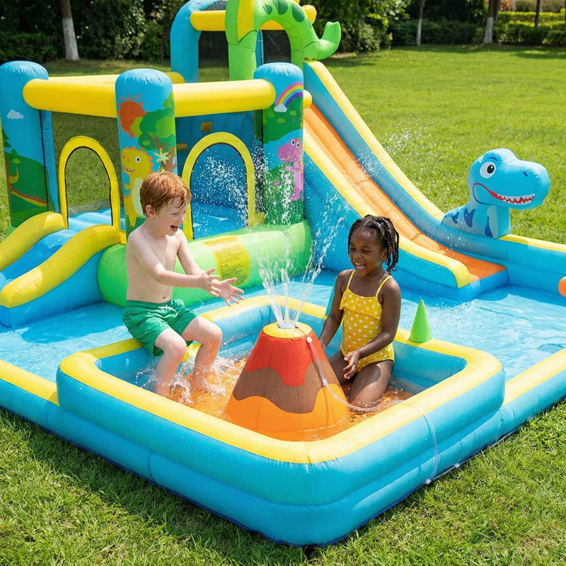 Jeu gonflable de luxe avec toboggans aquatiques