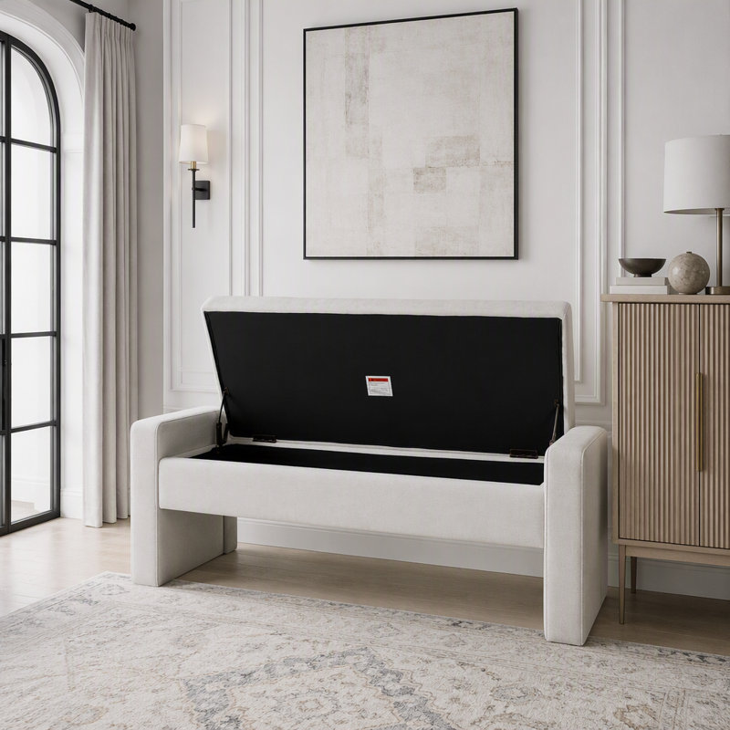 Banc de rangement rembourré moderne de 50 po avec siège capitonné