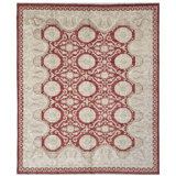 High-Quality Hand-Knotted Red And Ivory Area Rug