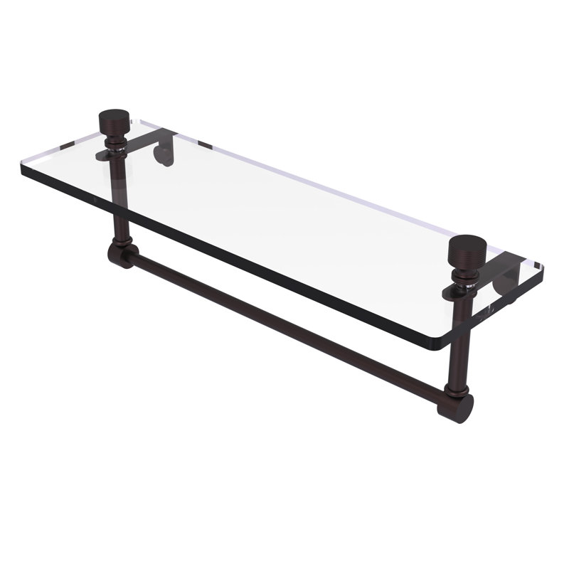 Ballenas Bracket Shelf with Towel Bar, Antique Bronze, 5' H x 16' W x 5' D