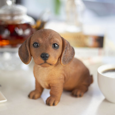  Brown Dachshund | Handpainted Decorative Puppy Statue for Home & Garden Decor | Premium Polyresin Dog Statue | Gift for Dog Lovers | Weather-Resistant Indoor/Outdoor Decor