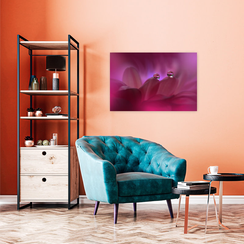 Magenta Petal Drops Delicate Romantic Serene Flower Nature Wall Art Print 1 Piece Wrapped Canvas Wall Art