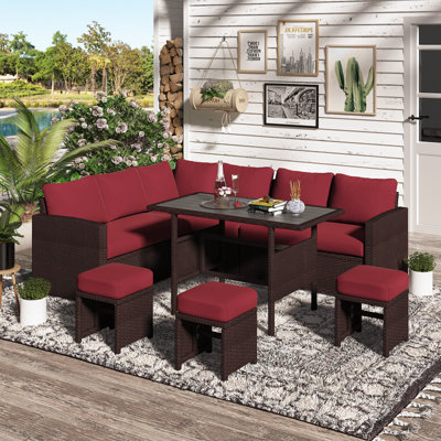 6 - Person Modular Patio Conversation Sets with Cushions