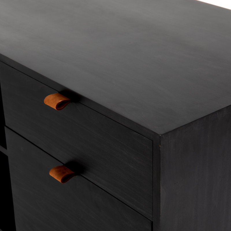 Trey Solid Wood Writing Desk, Black Wash Poplar