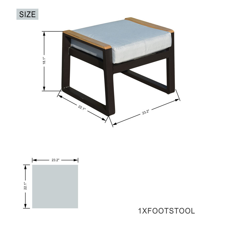 Ensemble de conversation d'extérieur en métal pour 7 personnes avec foyer et coussins Flinda