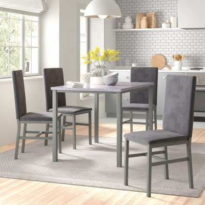 Ensemble repas 5 pièces avec chaises rembourrées en velours Janece