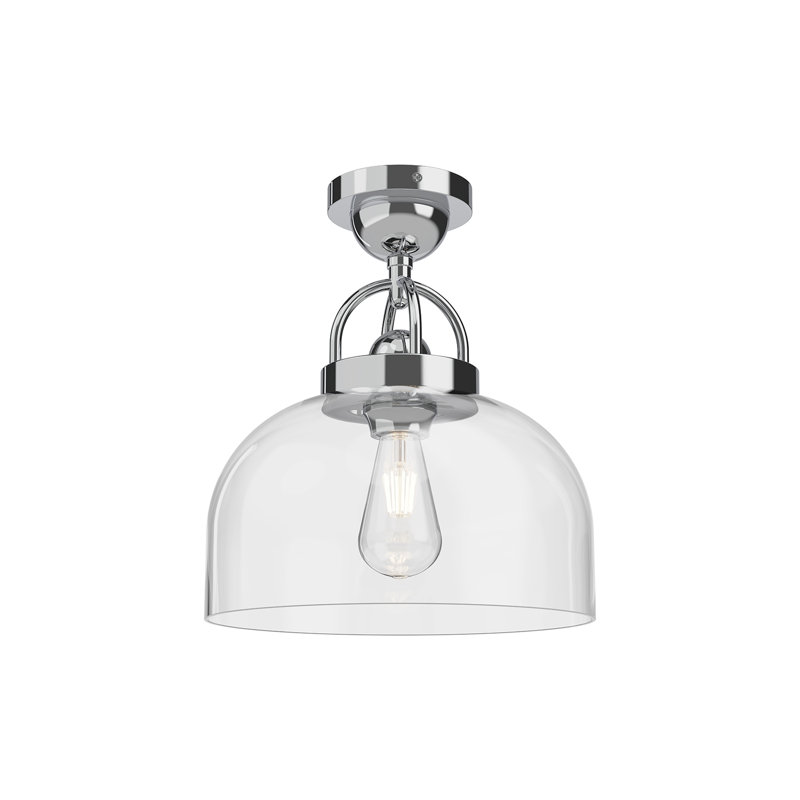 Plafonnier semi-encastré en verre Alwaleed, Chrome